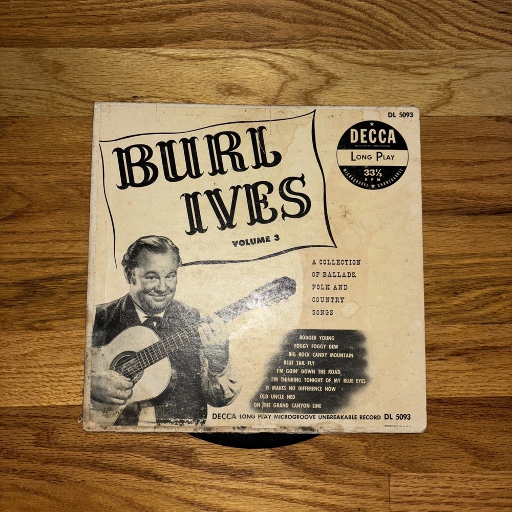 Burl Ives Volume 3 10" Vinyl LP Record Album Collection of Ballads Folk Country